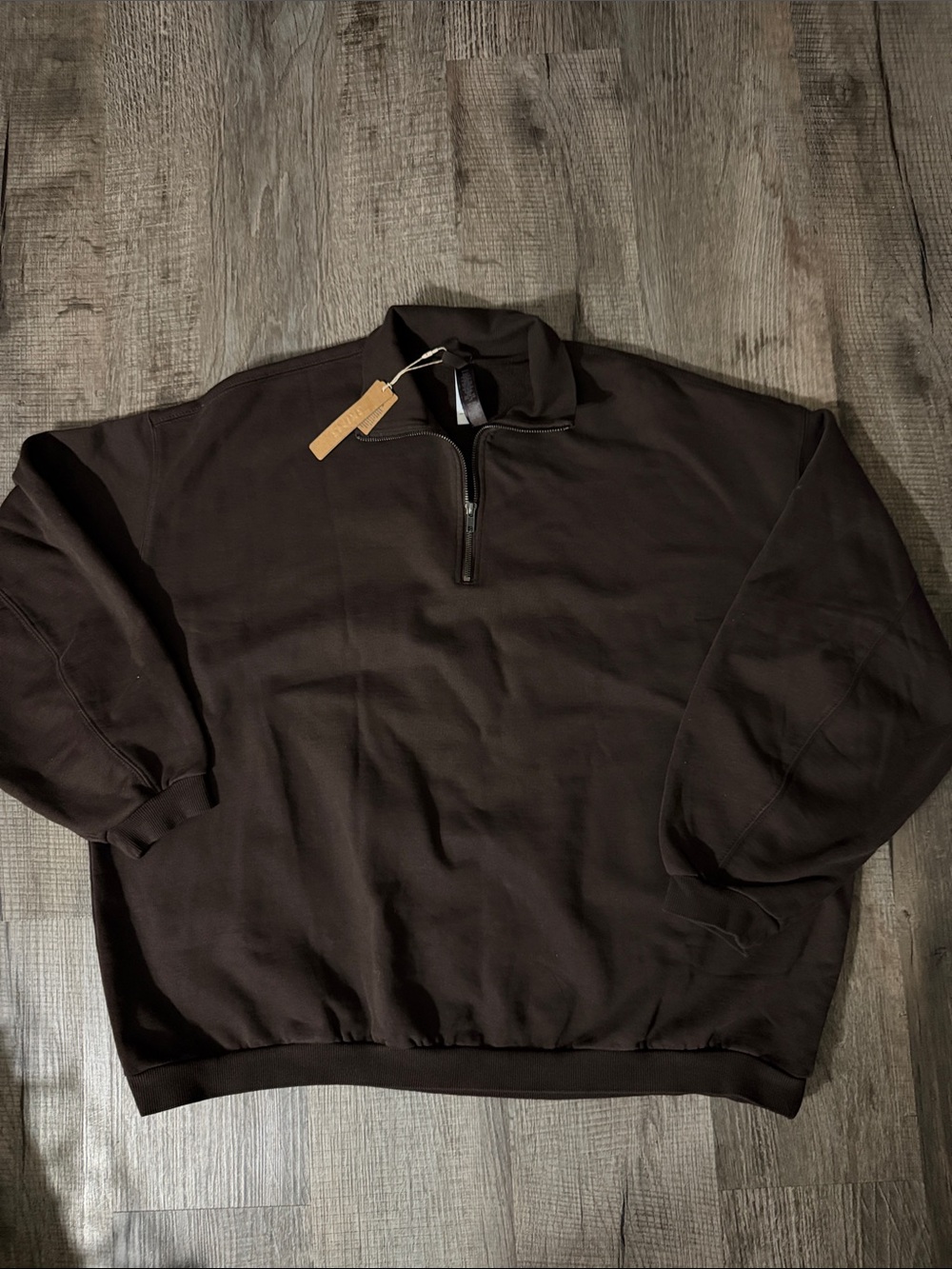 SKIMS Men's Dark Brown Half-Zip Pullover Sweater